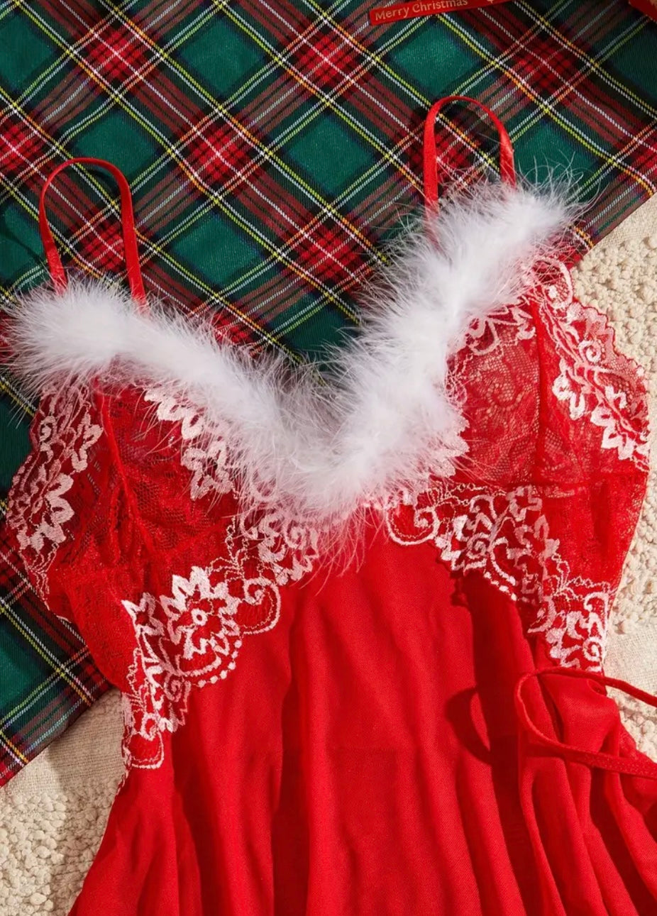 VESTIDO ENCAJE LENCERÍA NAVIDEÑO ELENA