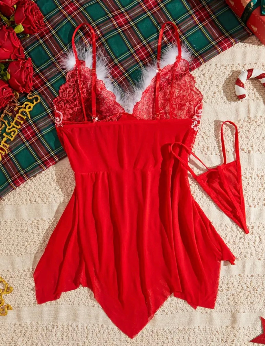 VESTIDO ENCAJE LENCERÍA NAVIDEÑO ELENA